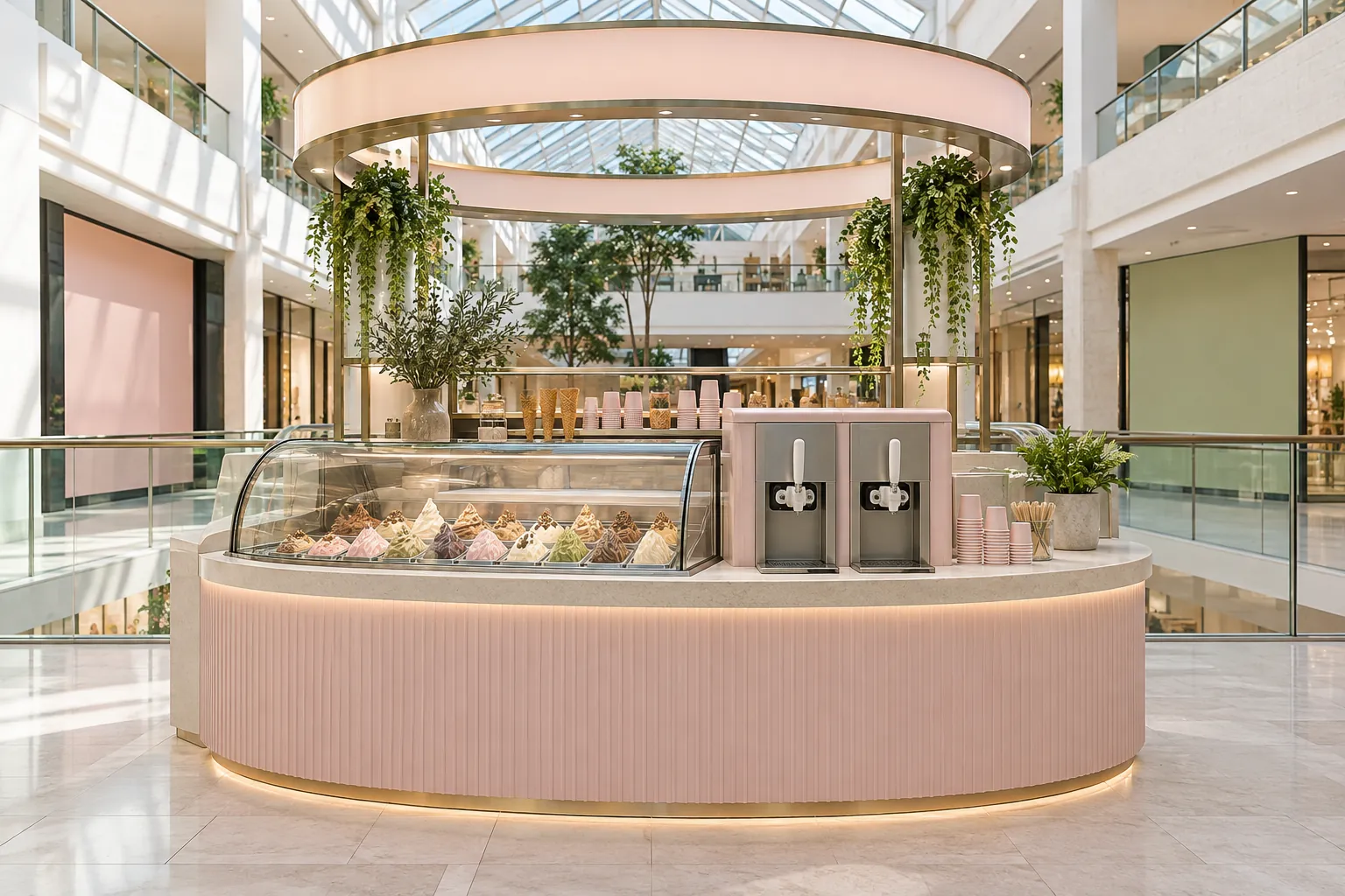 Island kiosk concept in a shopping centre atrium