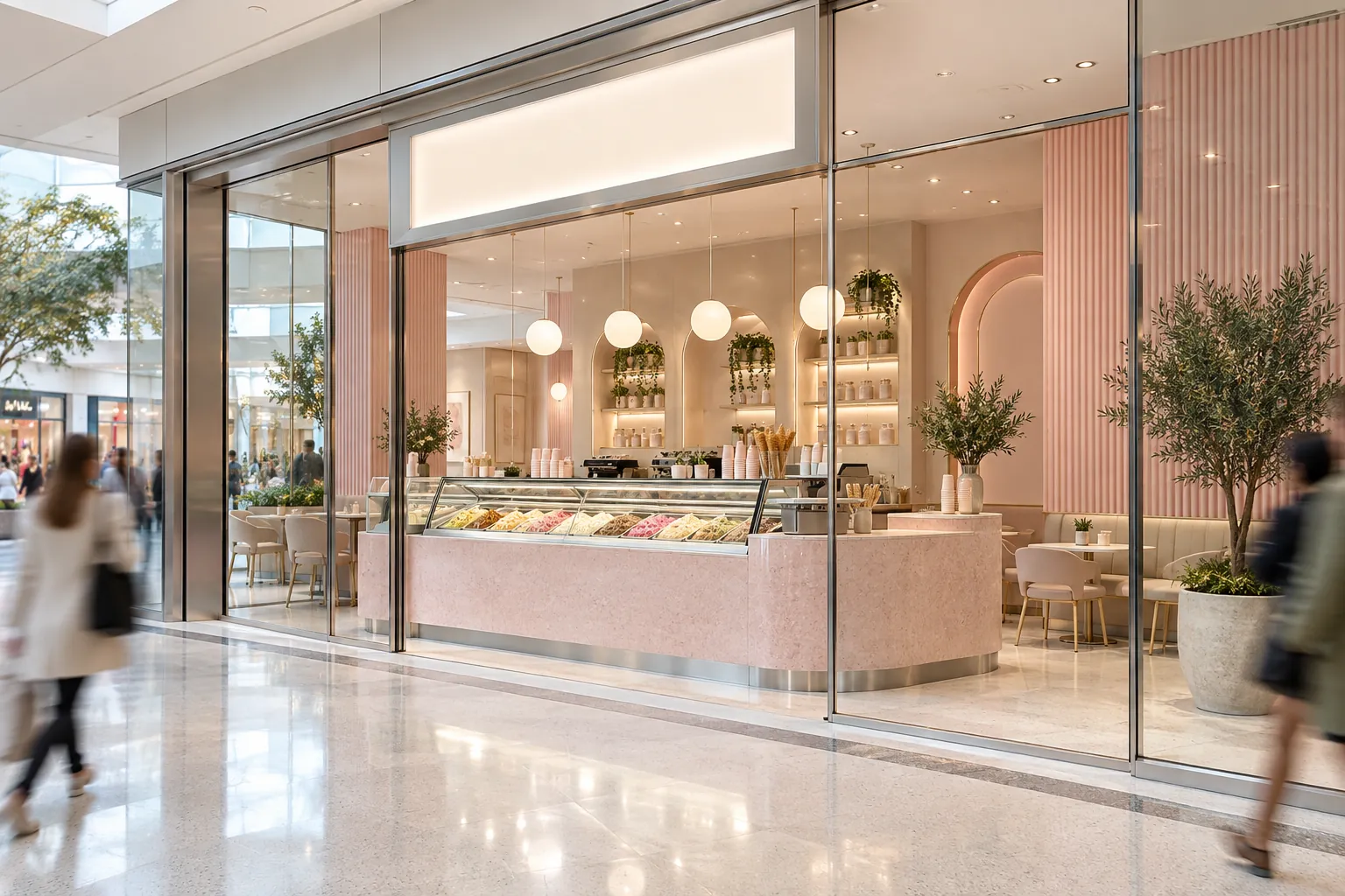 In-line unit concept with glass frontage